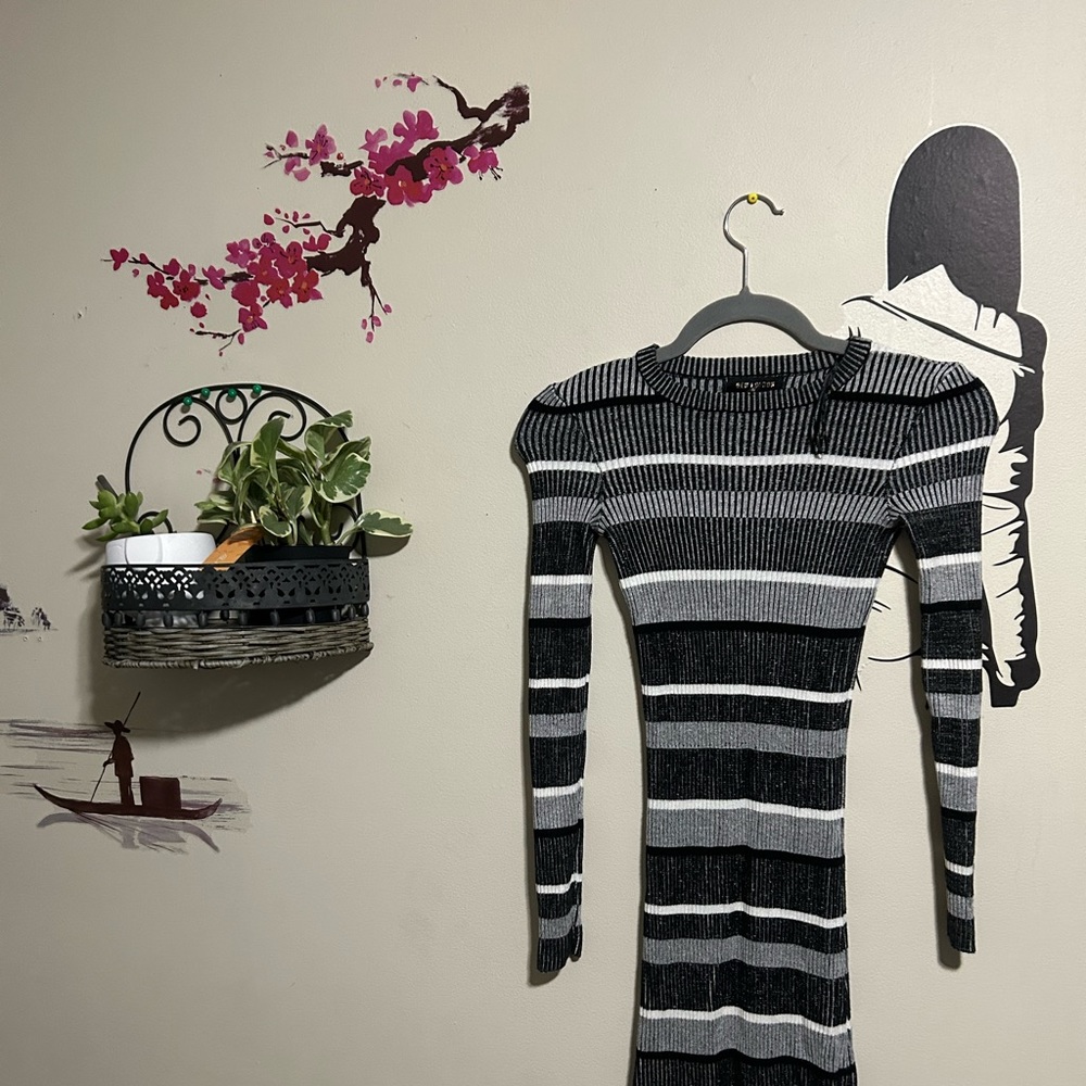 Stretchy Striped Winter BodyCon Dress